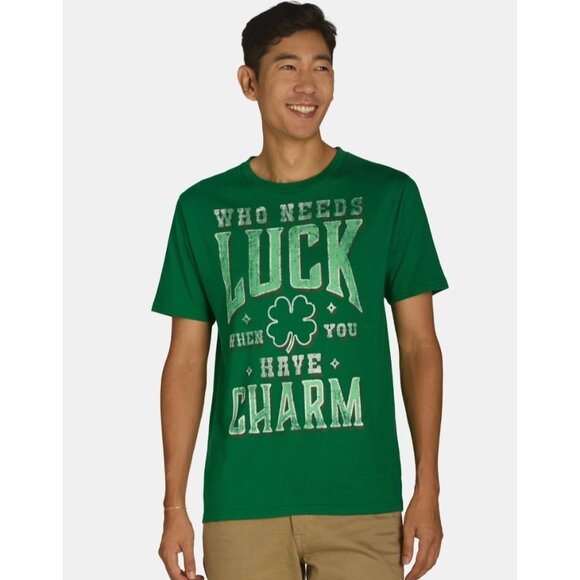 NWT Mens St. Patrick's Day Lucky Charm Graphic Tee Medium Green Short Sleeve - Picture 2 of 9
